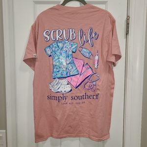 🩺 Simply Southern T-Shirt Womens Medium Dusty Pink Scrub Life Medical Nurse